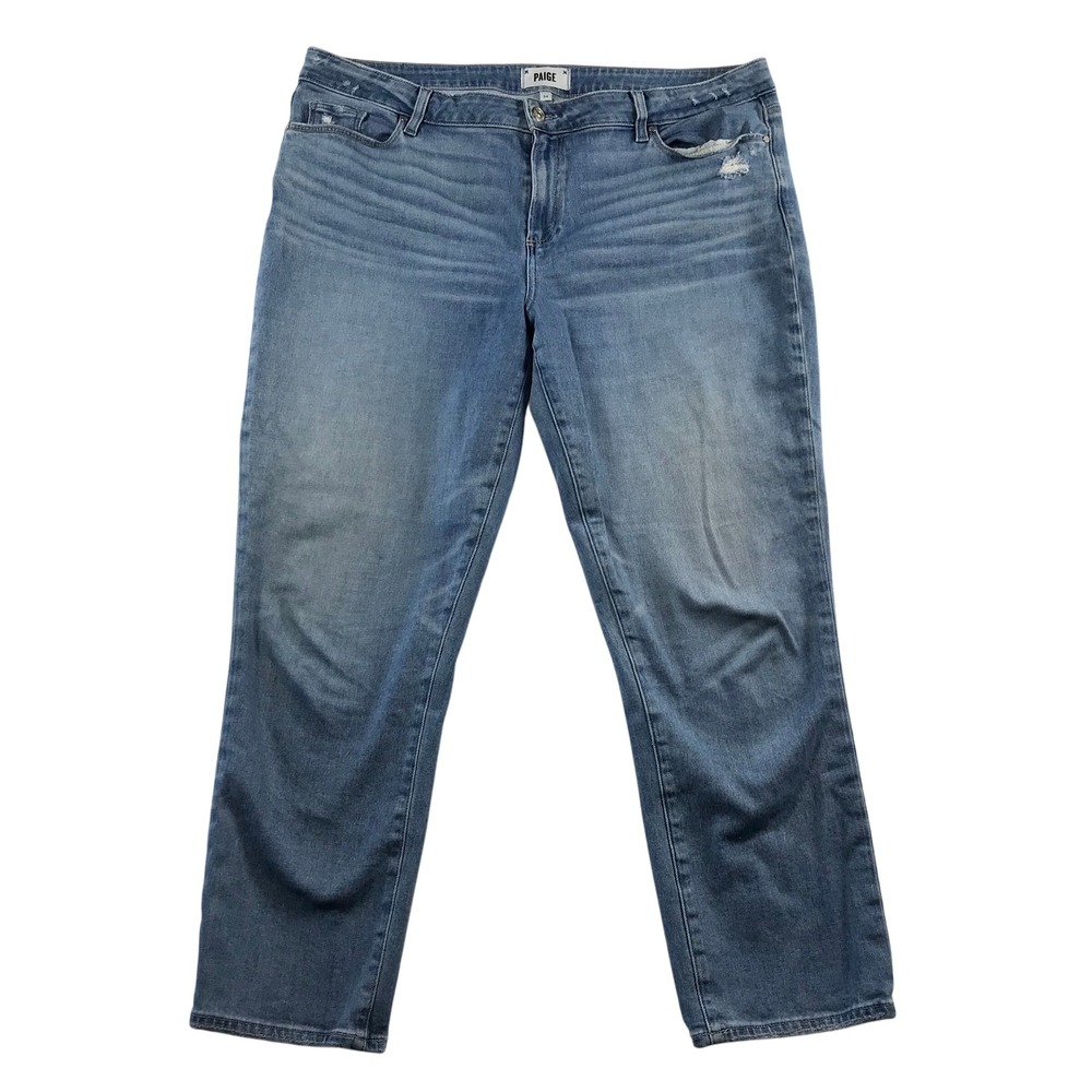 Paige Brigitte Slim Boyfriend Jeans Medium Wash Distressed Size 34